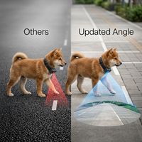 CozyPaws pet collar camera 160-degree wide-angle comparison — standard narrow camera view versus updated ultrawide angle capturing the full scene ahead - Image 6