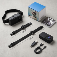CozyPaws pet collar camera box contents — camera in leather case, two adjustable collar straps, USB-C charging cable, USB card reader and packaging on grey background - Image 7