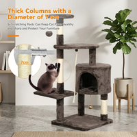 CozyPaws™ cat tree 112cm — Siamese cat actively scratching 7cm diameter natural sisal post, multiple platforms visible, close-up inset showing natural sisal rope texture and 7cm column diameter - Image 3
