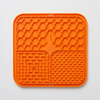 CozyPaws™ Silicone Lick Mat in orange – three-zone texture design with honeycomb, bone maze and nub patterns for slow feeding - Image 5