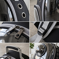 CozyPaws™ cat backpack detail shots — ventilation holes, side mesh storage pocket, double zipper pull, padded adjustable shoulder strap buckle and bubble dome texture - Image 4