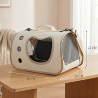 CozyPaws soft-sided cat carrier bag with dimensions 40 × 26 × 22 cm, showing cat-ear viewing window, mesh side panel and three ventilation grommets - Image 3