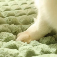 Close-up of a dog paw pressing into the soft quilted plush surface of the CozyPaws memory foam bed showing cushion depth - Image 3