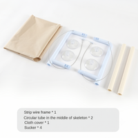 CozyPaws cat window hammock box contents showing folded beige fabric cover plastic frame with four suction cups steel wire and two support tubes - Image 5
