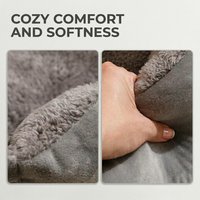 CozyPaws™ orthopaedic bolster pet bed with raised rim and faux fur lining – green, grey and pink - Image 2