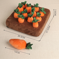CozyPaws carrot snuffle mat dimensions showing 36.5 by 37.5 centimetre base at 7.5 centimetres tall with individual carrot measuring 15 centimetres - Image 3