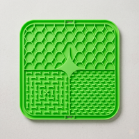 CozyPaws™ Silicone Lick Mat close-up showing three texture zones – honeycomb, bone maze and nub patterns for slow feeding enrichment - Image 7