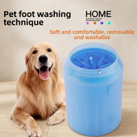 CozyPaws™ portable dog paw cleaner cup with 360° silicone bristles – blue, orange and green - Image 1