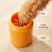 Dog paw inserted into CozyPaws™ portable paw cleaner with silicone bristles in action - Image 2