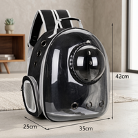 CozyPaws™ cat carrier backpack black with dimensions — 42cm height × 35cm width × 25cm depth, space capsule bubble dome and side mesh pocket with padded shoulder straps - Image 5