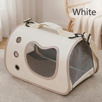 CozyPaws soft-sided cat carrier bag in White colour variant, front three-quarter view showing transparent viewing window and mesh side panel - Image 7
